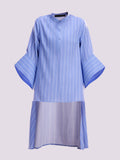 Blue Striped Bell-Sleeve Tunic Dress