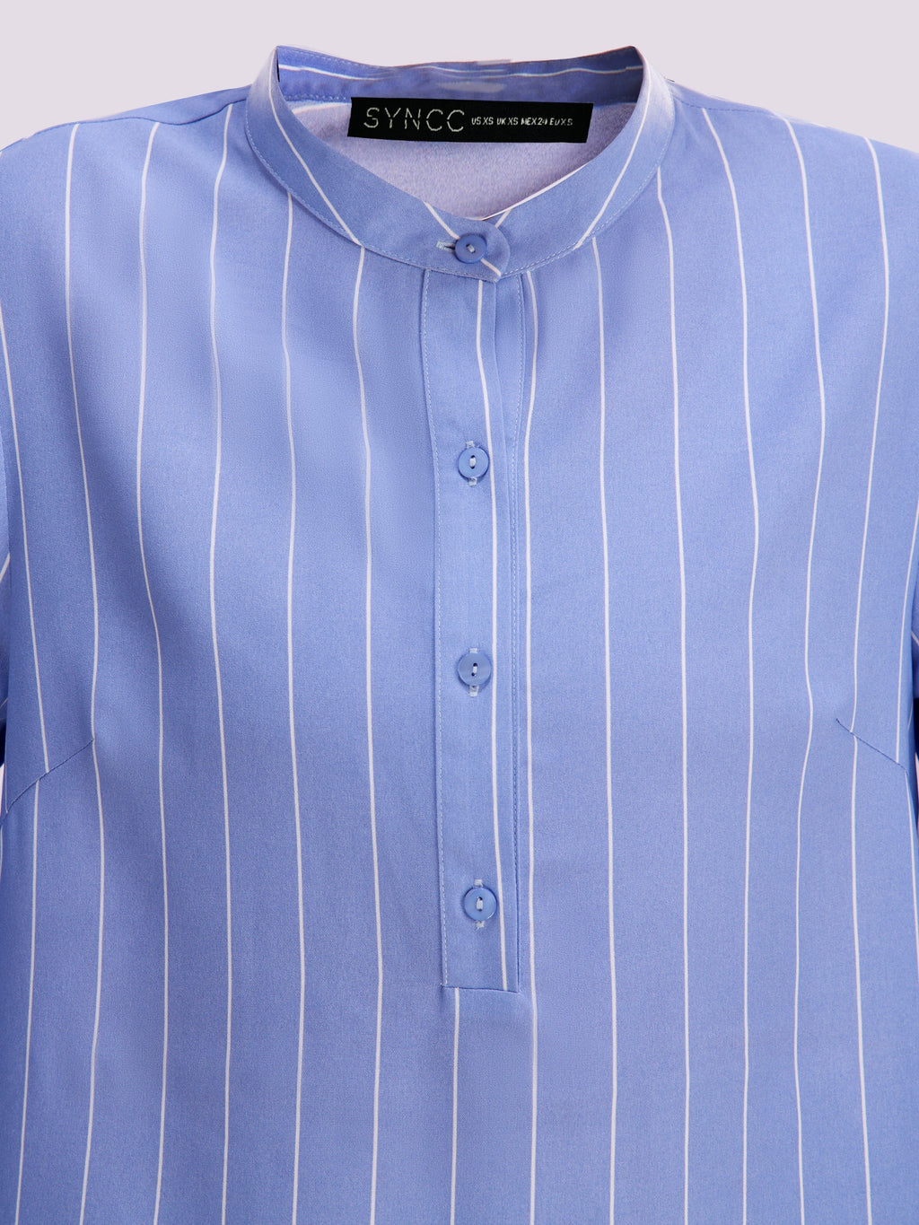 Blue Striped Bell-Sleeve Tunic Dress