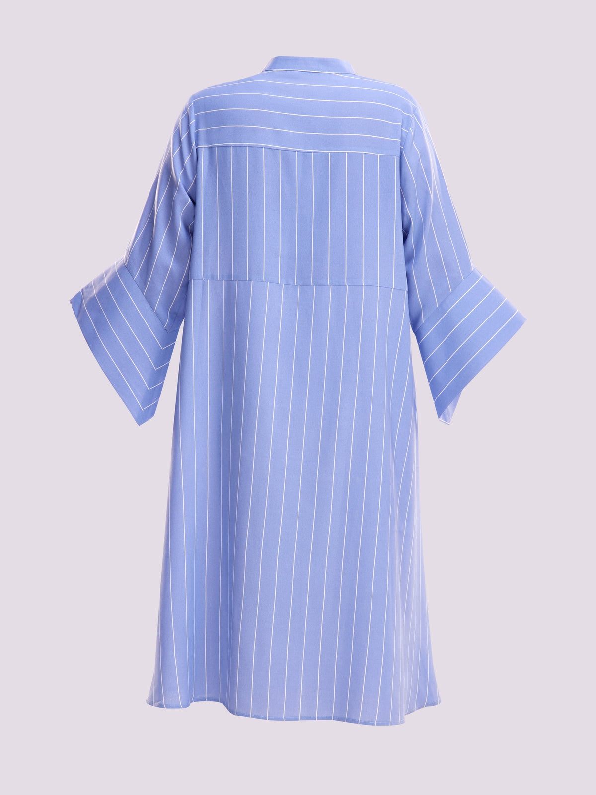 Blue Striped Bell-Sleeve Tunic Dress