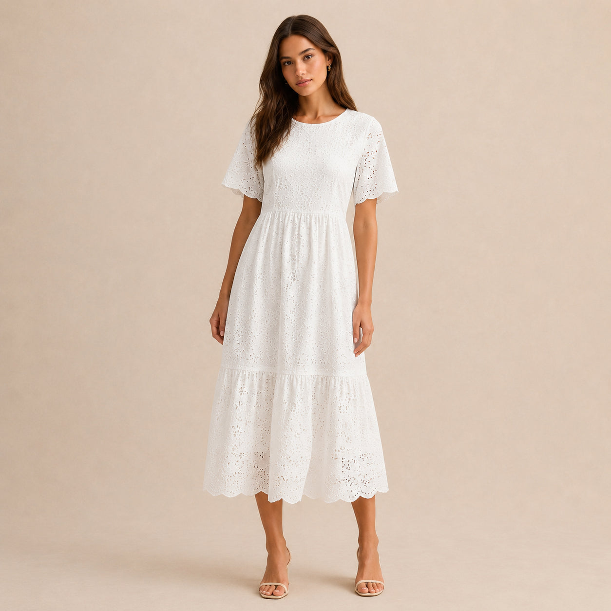 Orelia Flutter Sleeve Broderie Anglaise Wedding Guest Midi Dress
