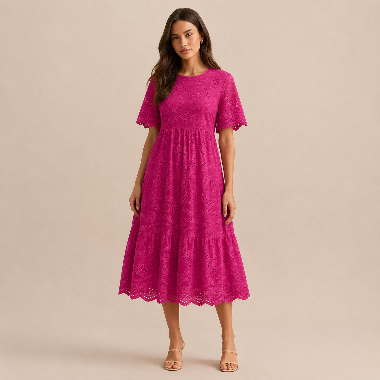 Orelia Flutter Sleeve Broderie Anglaise Wedding Guest Midi Dress