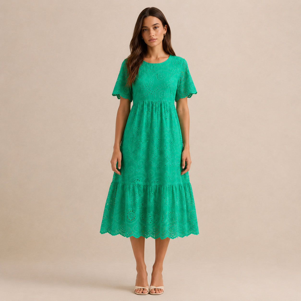 Orelia Flutter Sleeve Broderie Anglaise Wedding Guest Midi Dress
