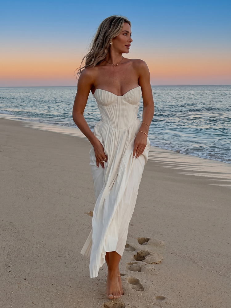 Nerolia Strapless Pleated Maxi Dress