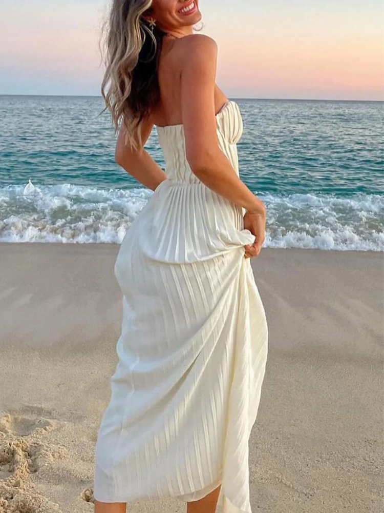 Nerolia Strapless Pleated Maxi Dress