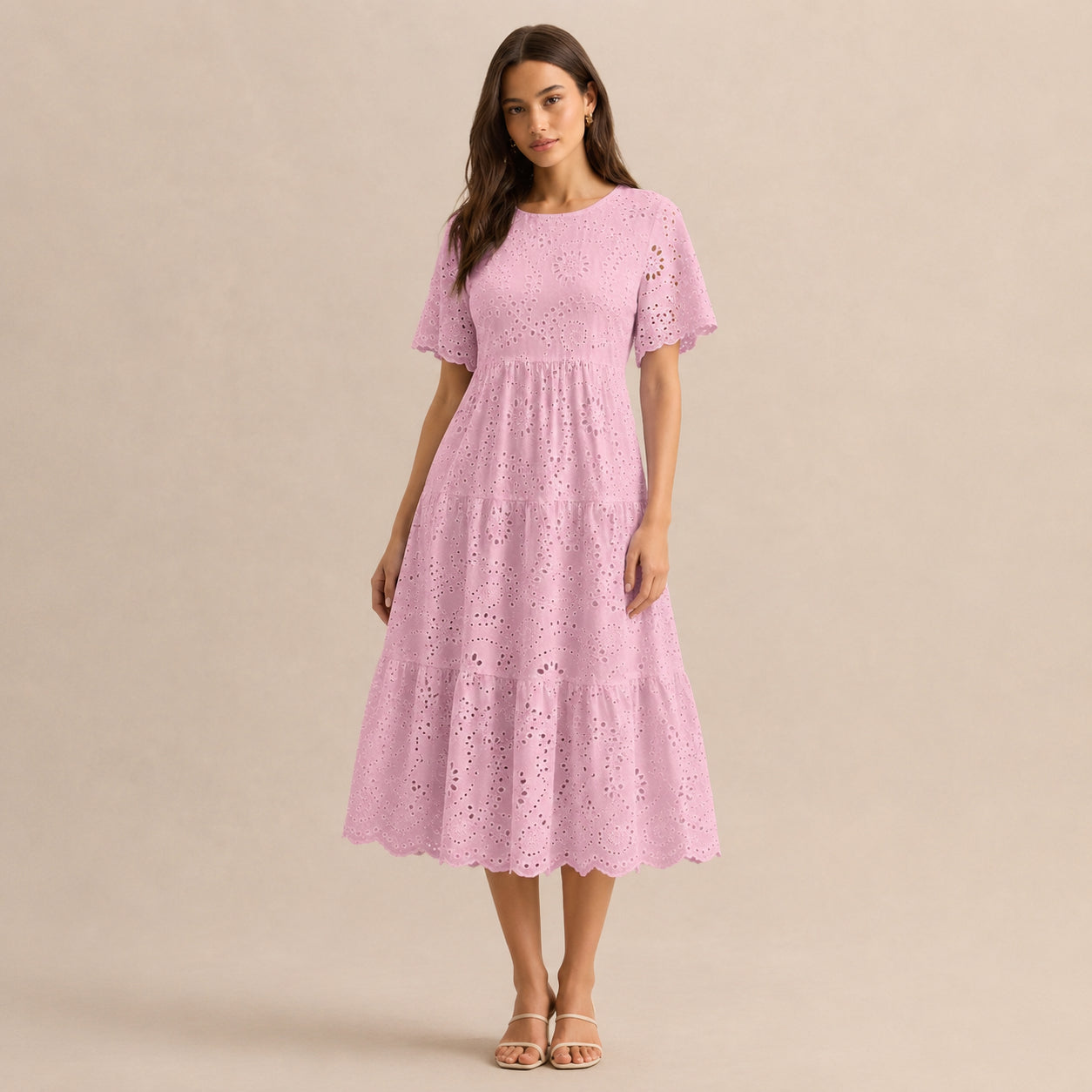 Orelia Flutter Sleeve Broderie Anglaise Wedding Guest Midi Dress