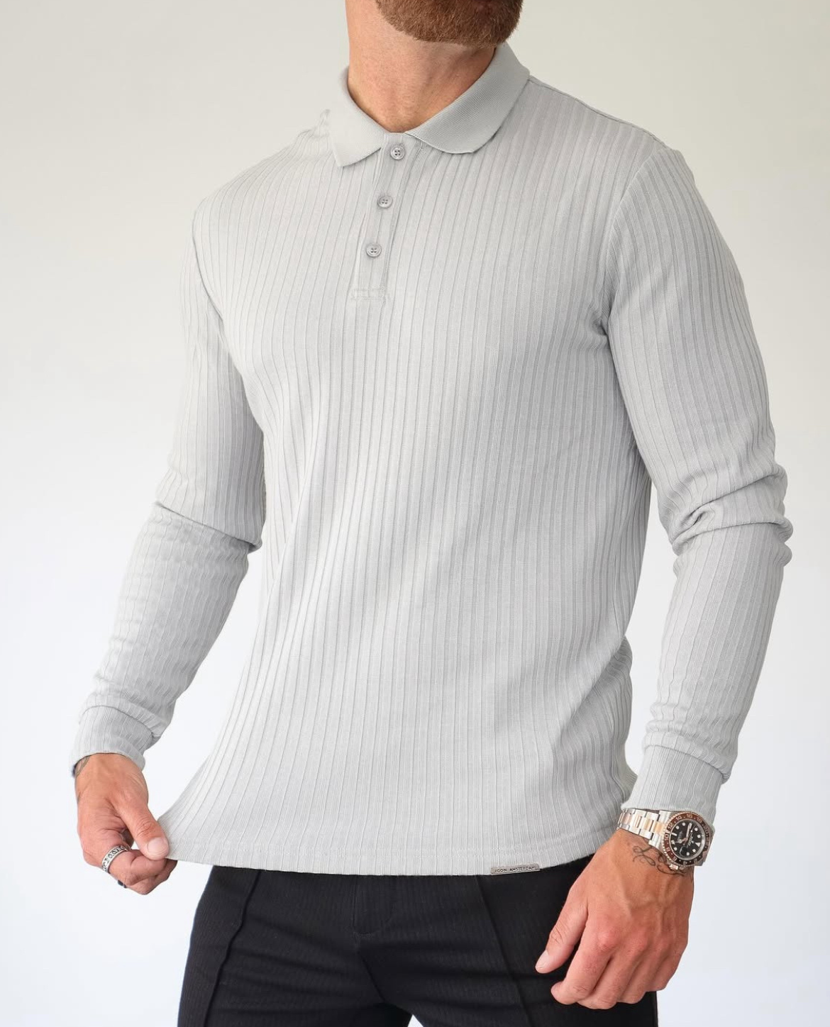 Casual Ribbed Polo Shirt