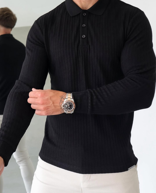 Casual Ribbed Polo Shirt