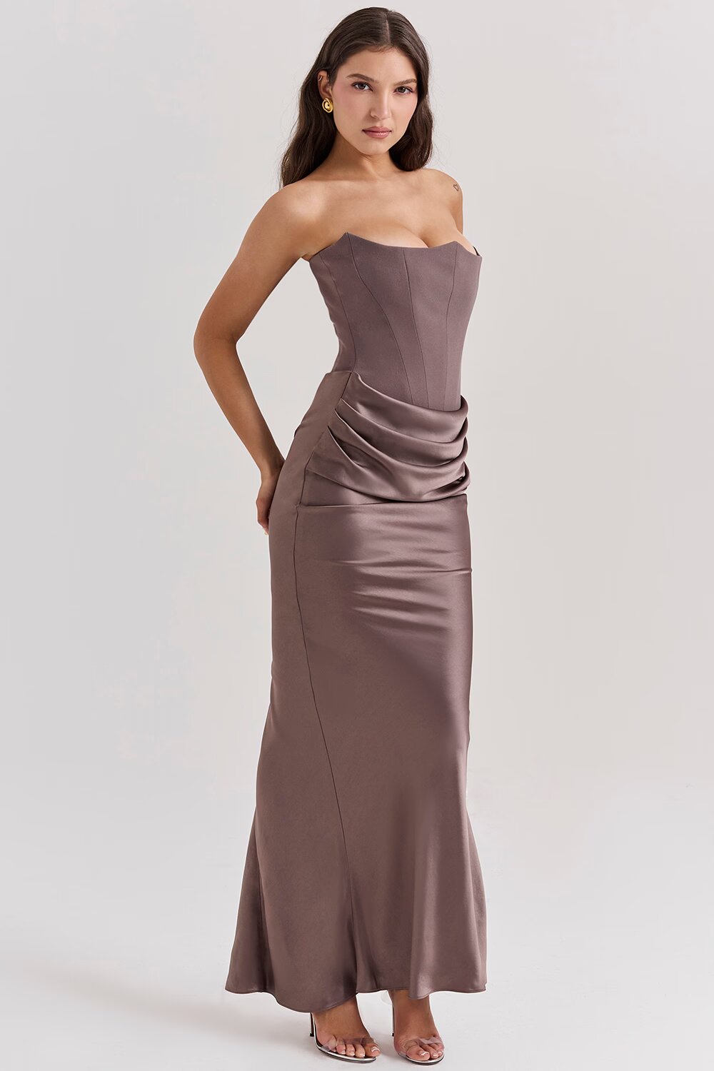 Quillia Satin Formal Maxi Dress