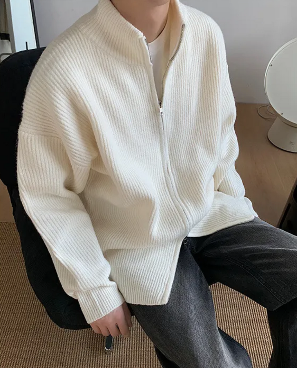 Corvin Ribbed Zip Cardigan