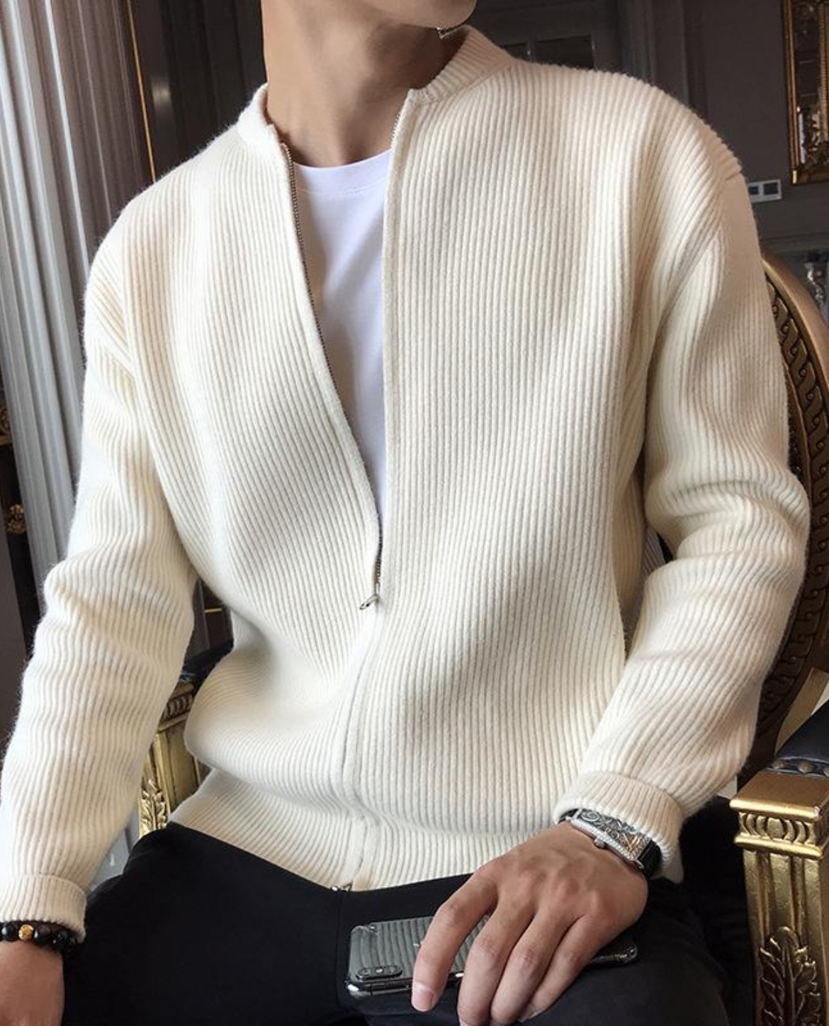 Lazio Ribbed Zip Cardigan