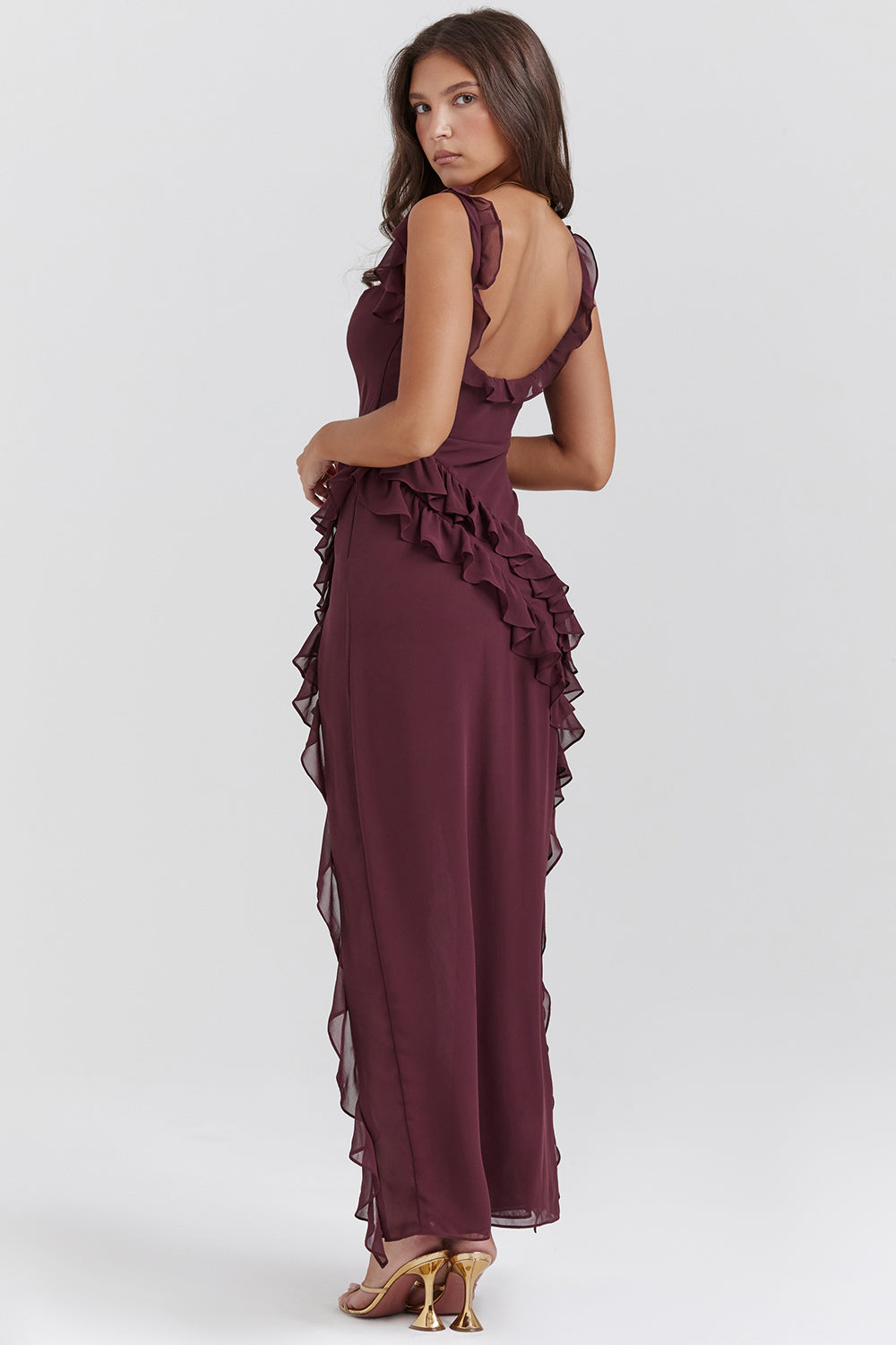 Penelope Ruffle One Shoulder Maxi Dress