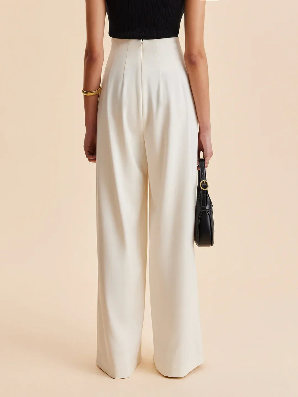 Corinzia Cream Wide Leg Tailored Pants