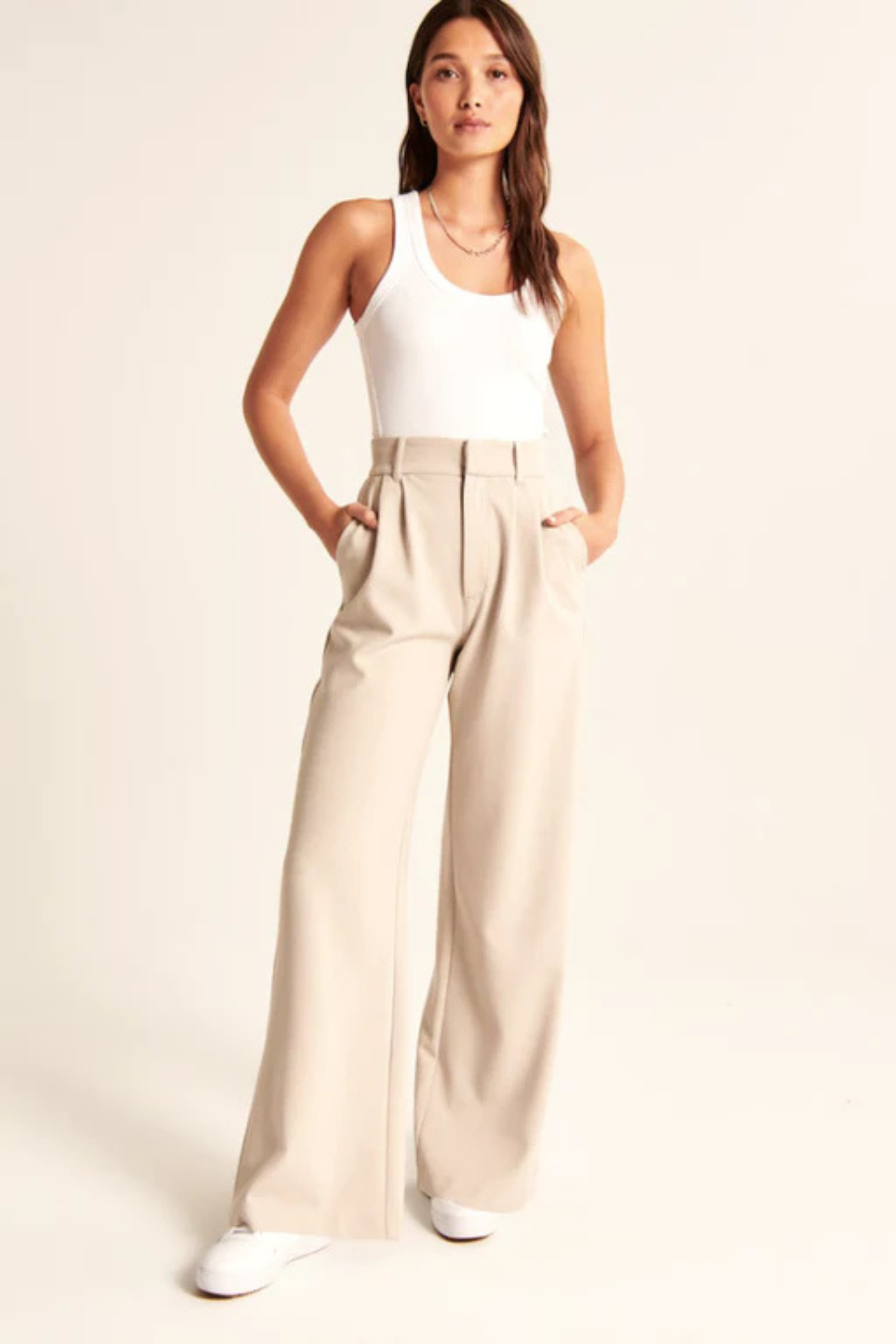 Lucia Beige Tailored Pants Women