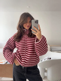Marcelita Striped Knit Zip Top
