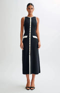 Irène Sleeveless Fitted Ribbed Knit Sweater Midi Dress