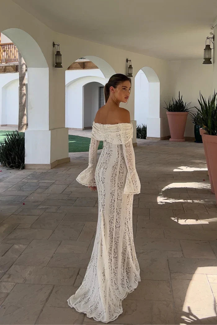Georgetta Elegant Lace Off Shoulder Maxi Dress