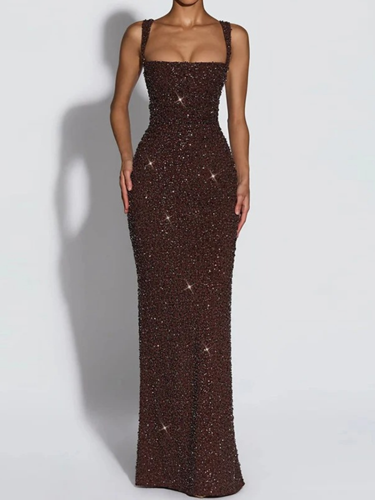 Caprice Sequin Bodycon Evening Maxi Dress