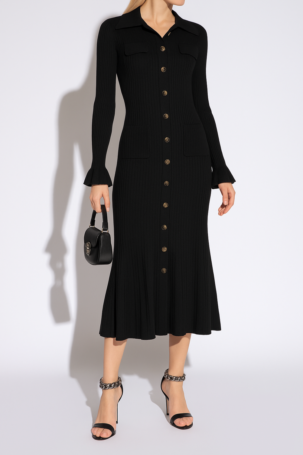 Cresenza Long Sleeve Ribbed Knit Sweater Maxi Dress