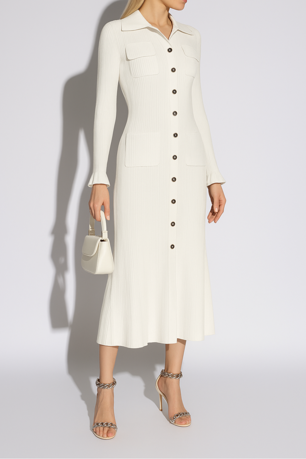 Cresenza Long Sleeve Ribbed Knit Sweater Maxi Dress