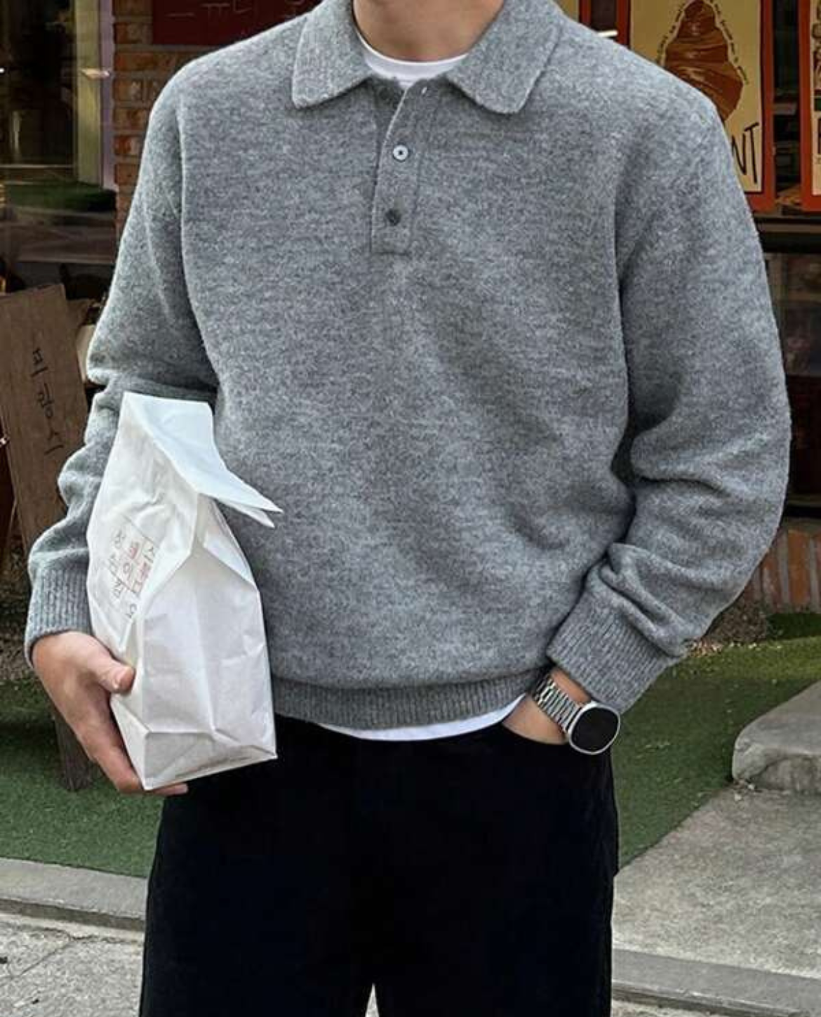 Merino Polo Knit Sweater