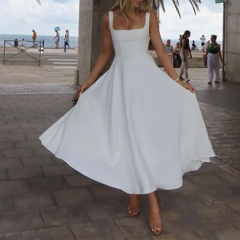 Blanche Black Midi Dress
