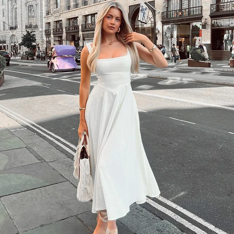 Blanche Black Midi Dress