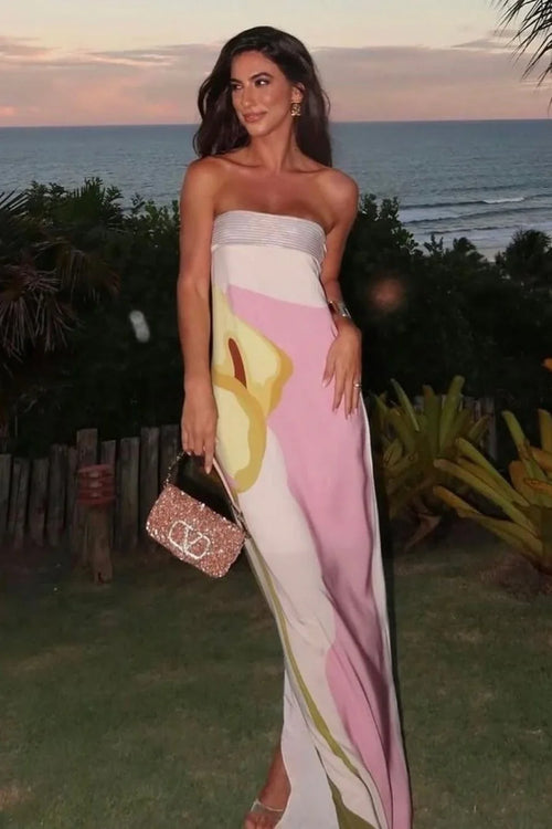 Calypso Printed Summer Resort Maxi Dress