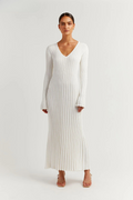 Chiara Long Sleeve Ribbed Knit Sweater Midi Dress