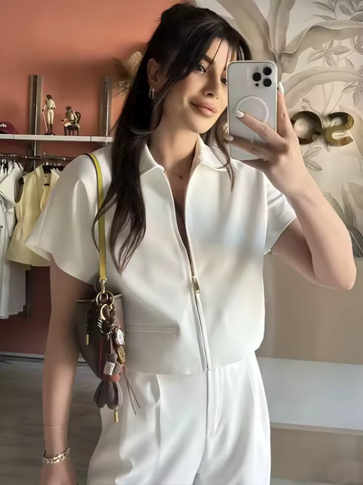 Venora Zip Front Structured Summer Top