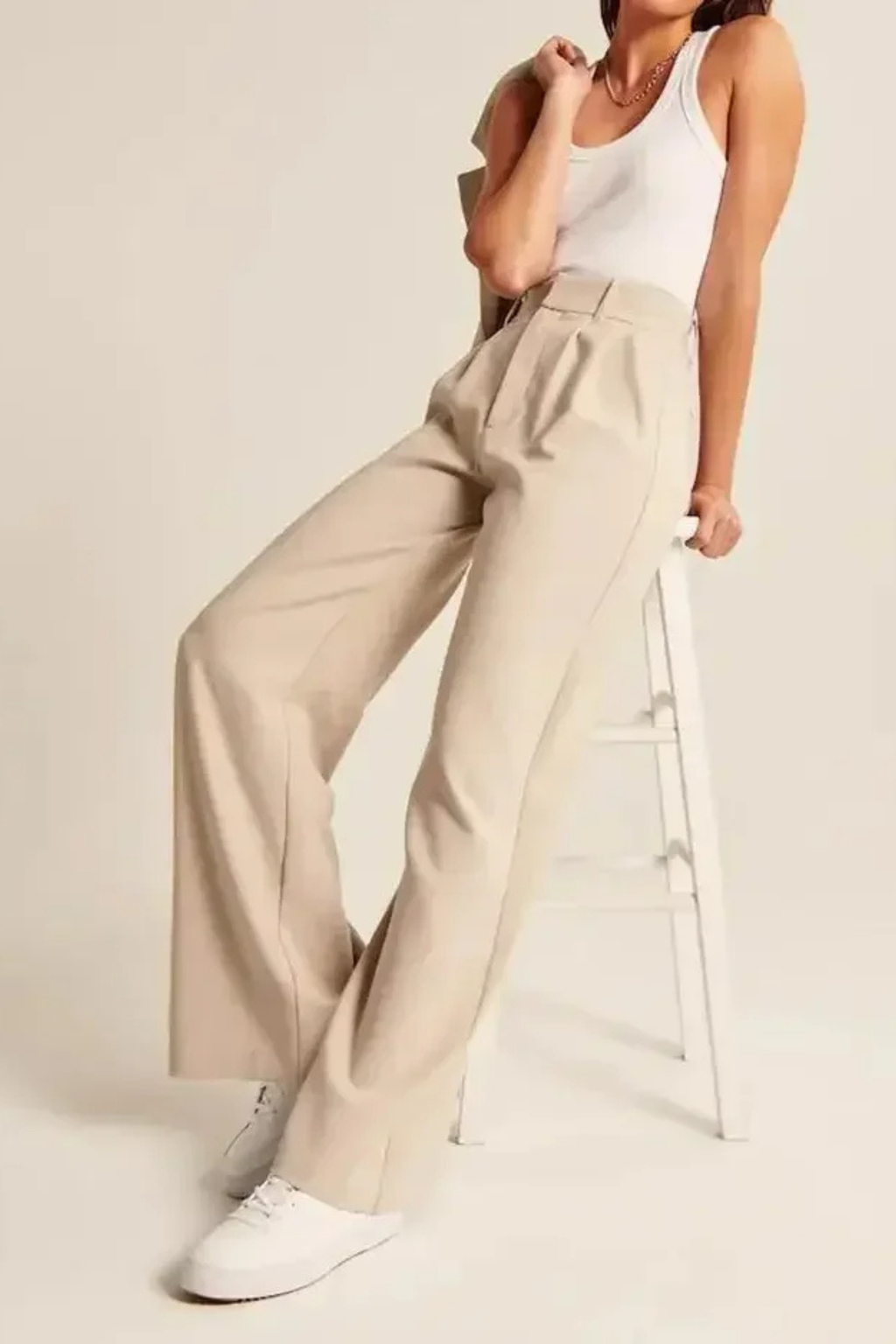 Lucia Beige Tailored Pants Women