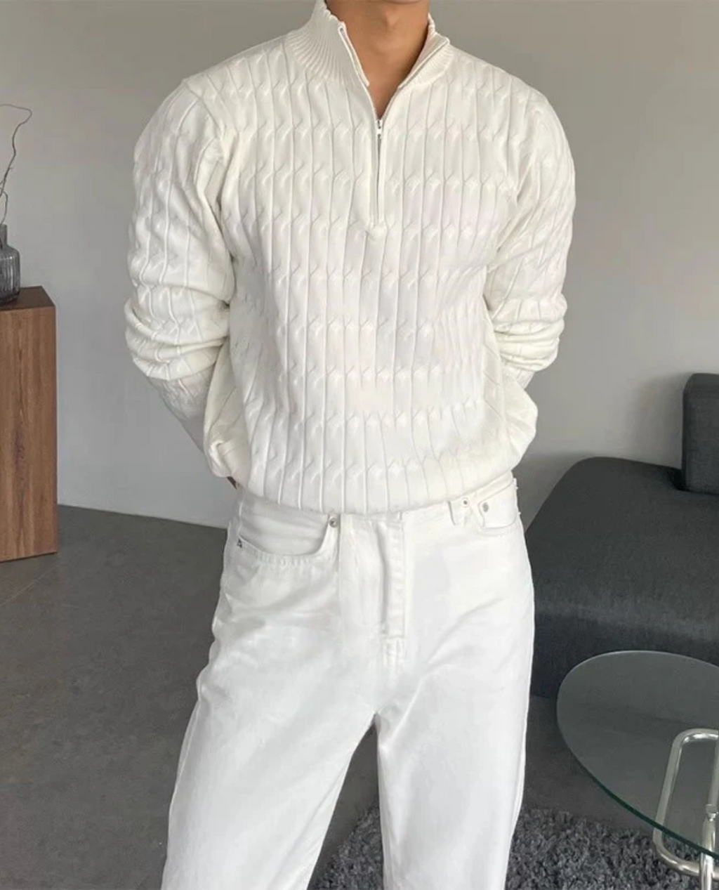 Toulon Textured Quarter Zip Sweater