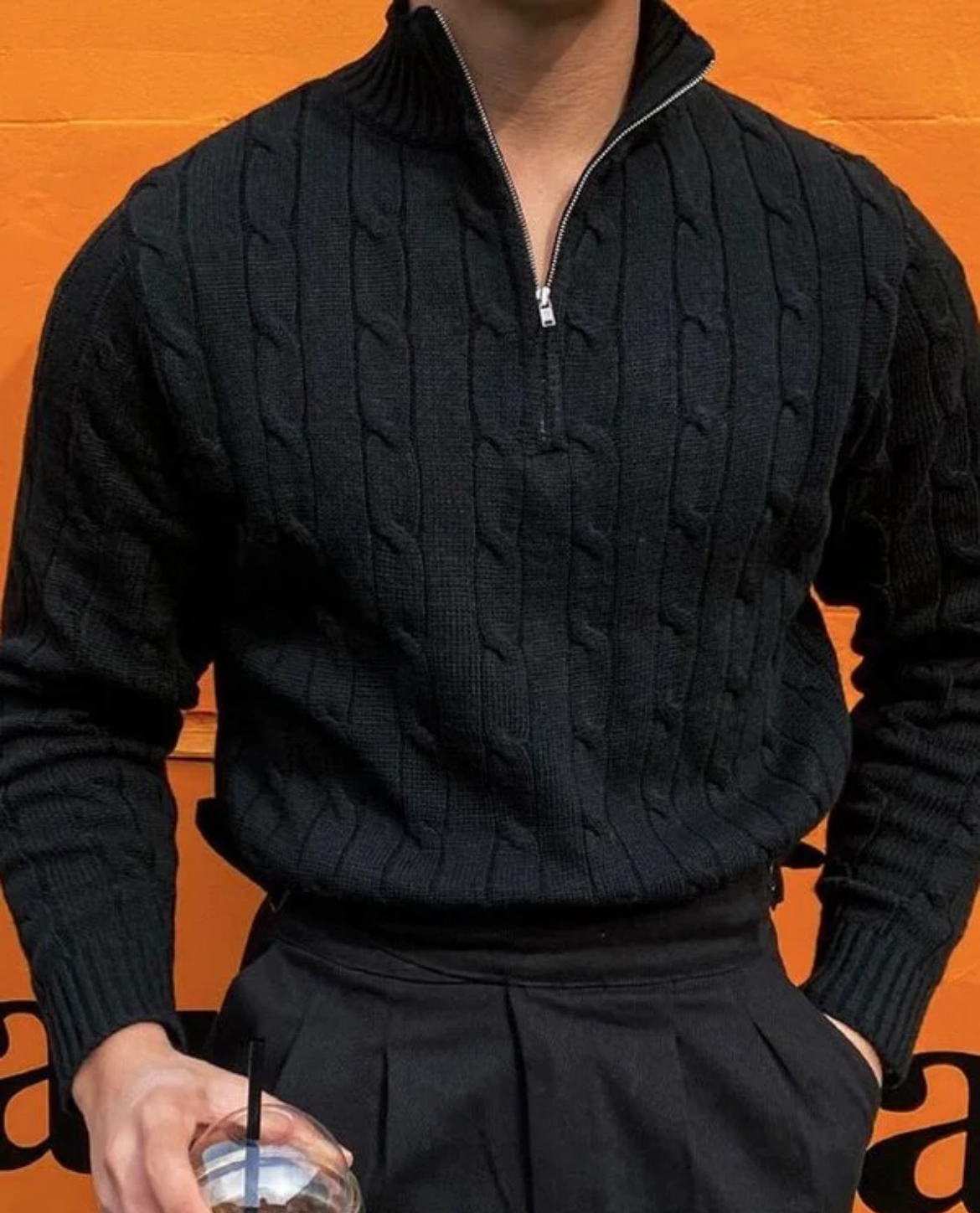 Toulon Textured Quarter Zip Sweater