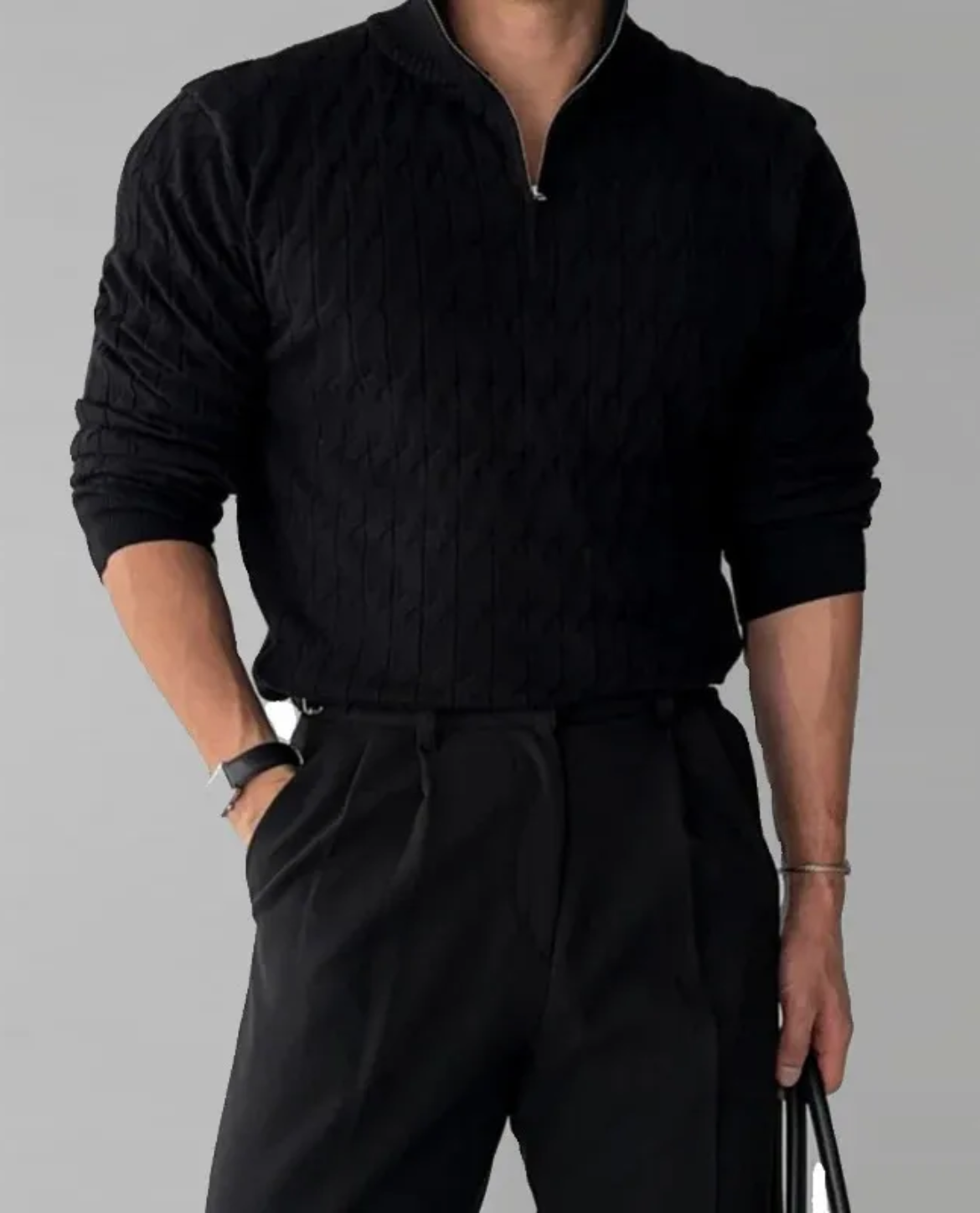 Toulon Textured Quarter Zip Sweater