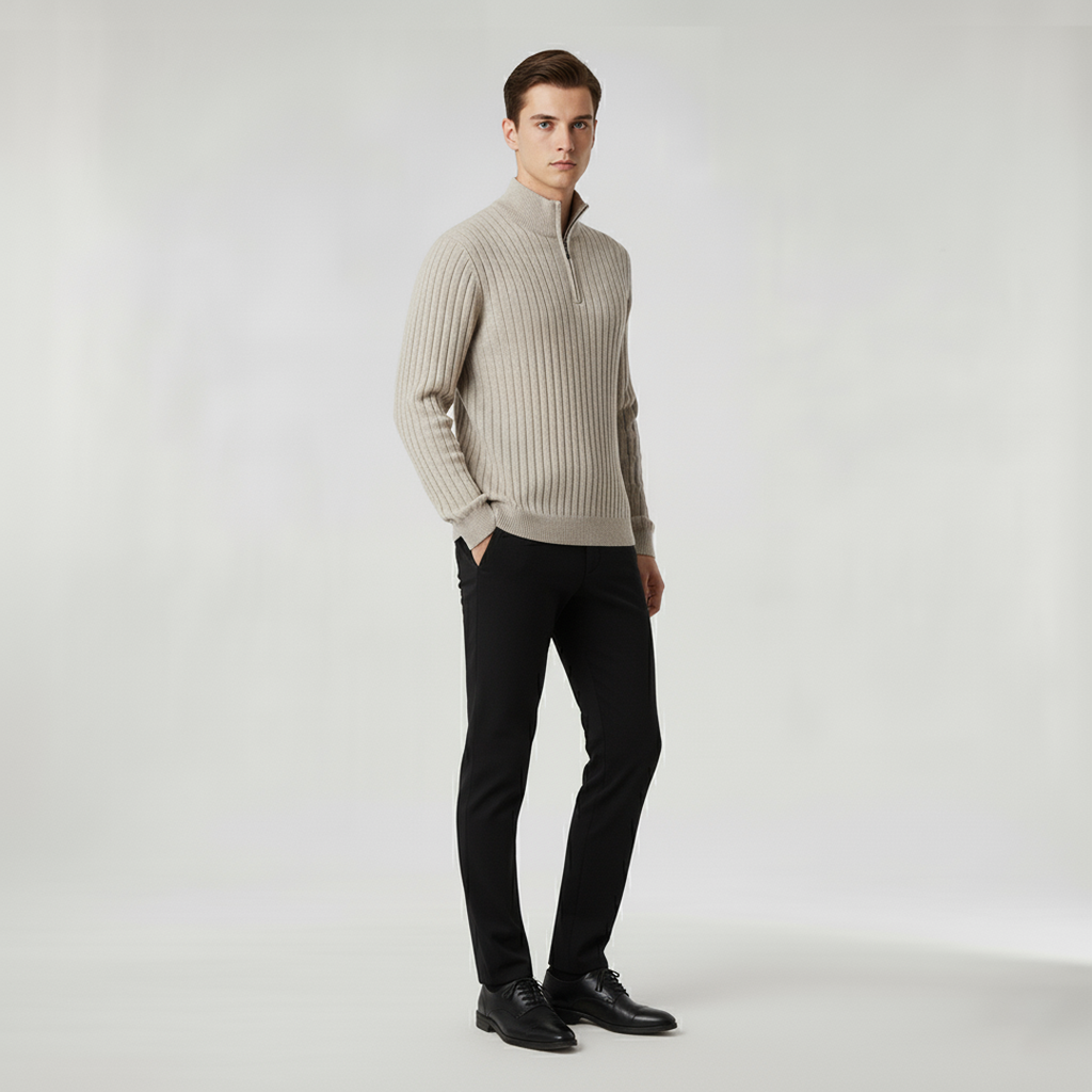 ZERMATT High Collar Half Zip Sweater
