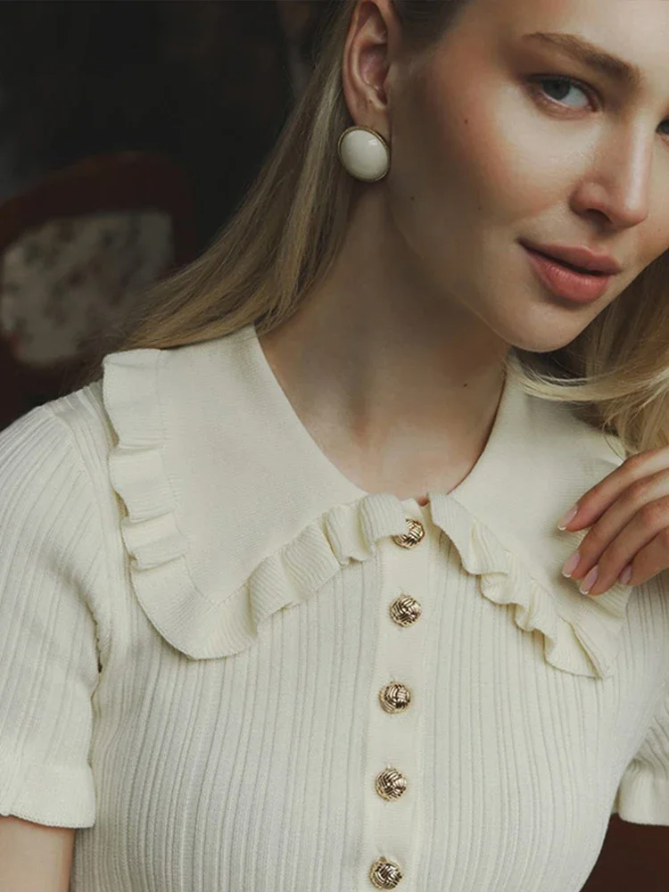 Estelle Short Sleeve Ribbed Knit Sweater Mini Dress
