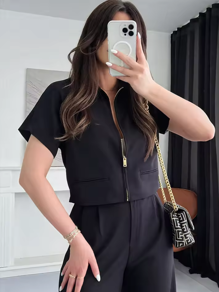 Venora Zip Front Structured Summer Top