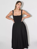Blanche Black Midi Dress