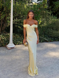 Emory Satin Off-Shoulder Maxi Dress