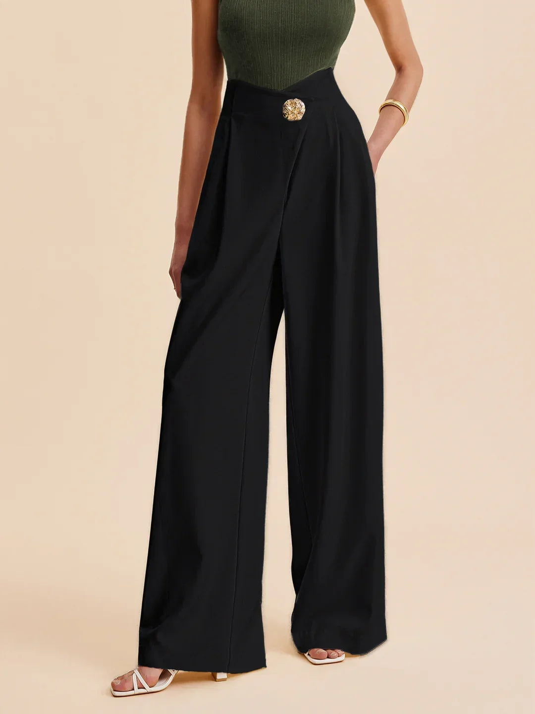 Corinzia Cream Wide Leg Tailored Pants