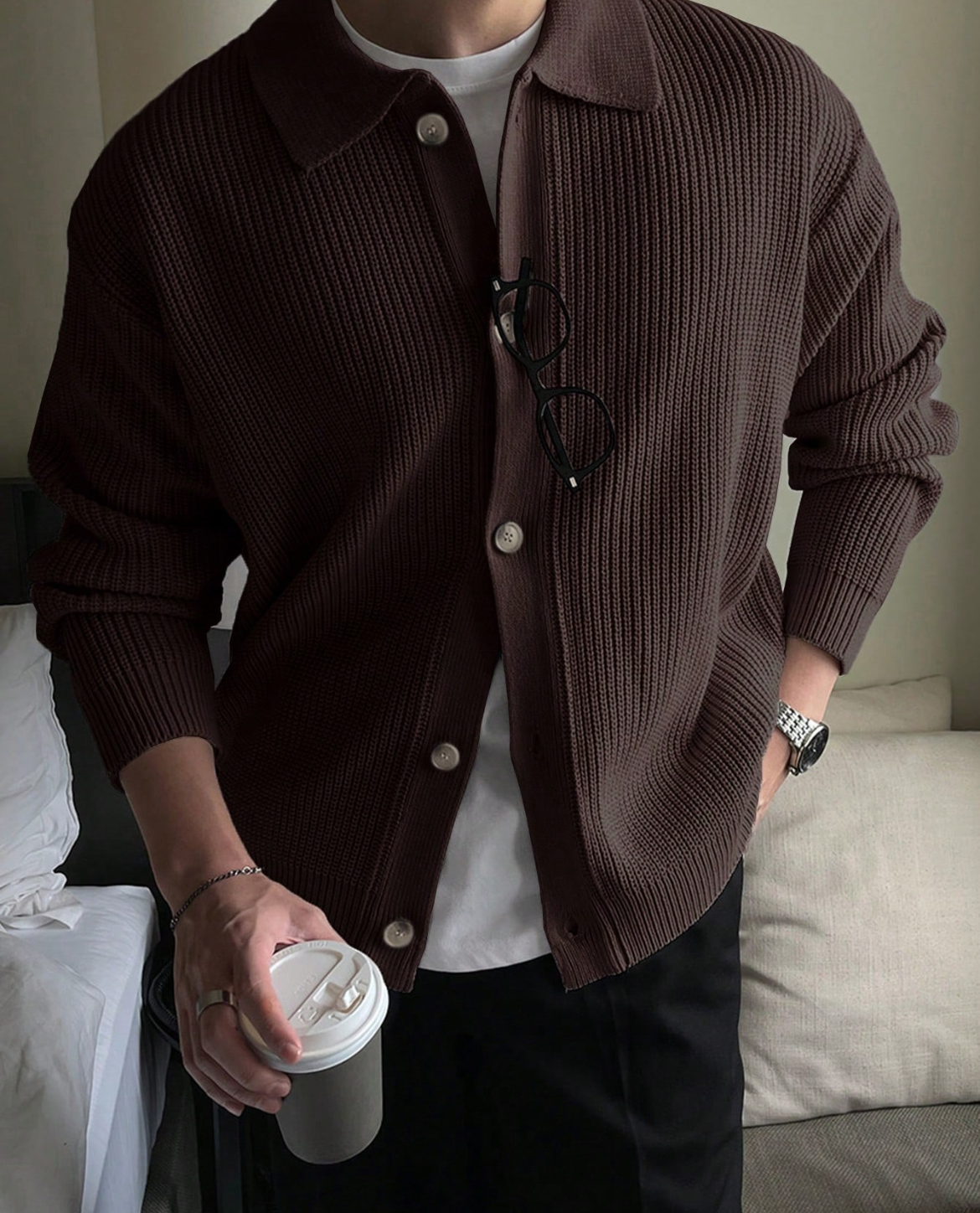 Como Button Knit Cardigan