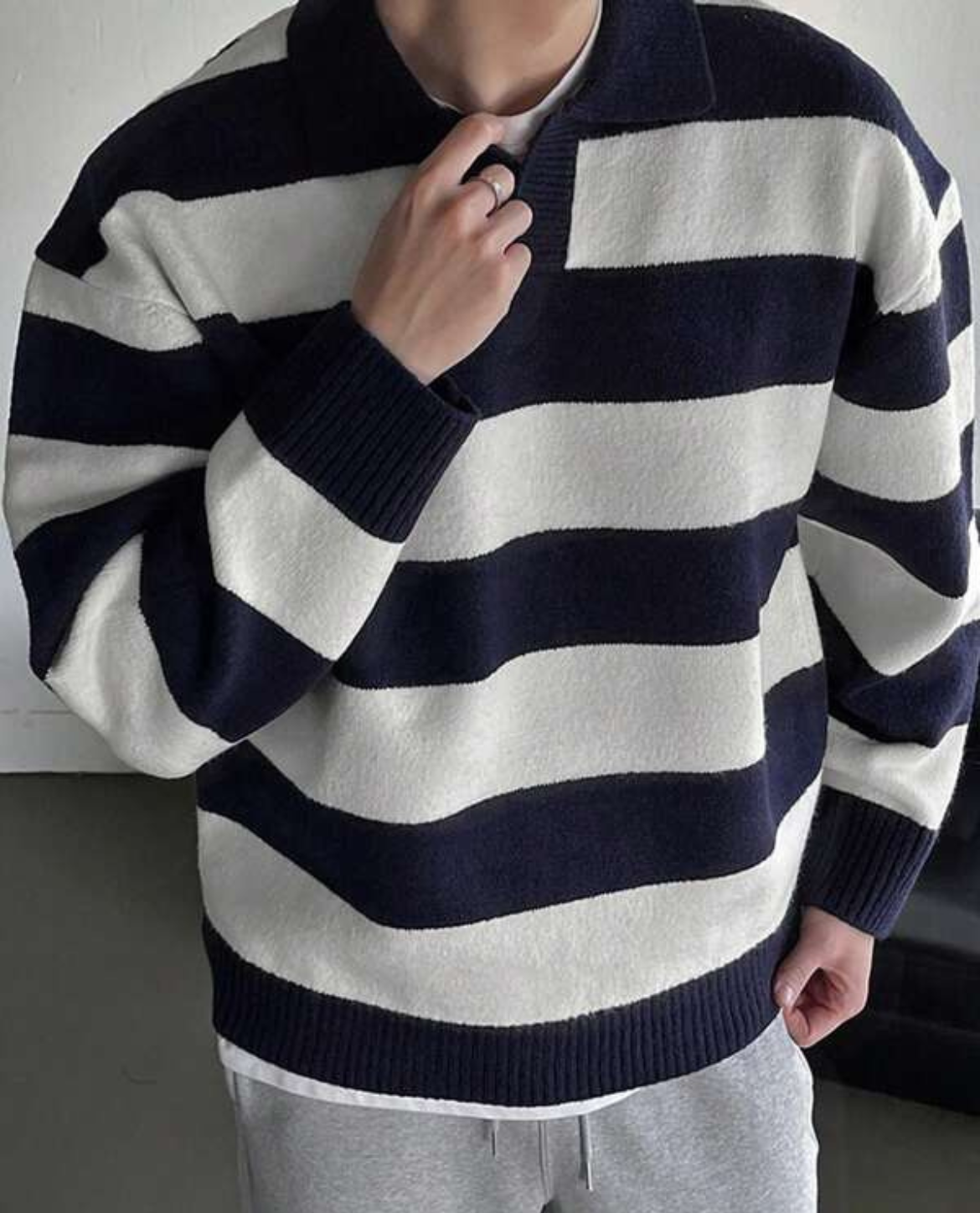 Bolzano Striped Knit Polo Sweater