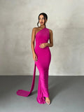 Ysolde Sculpted Halter Black Tie Wedding Guest Maxi Dress
