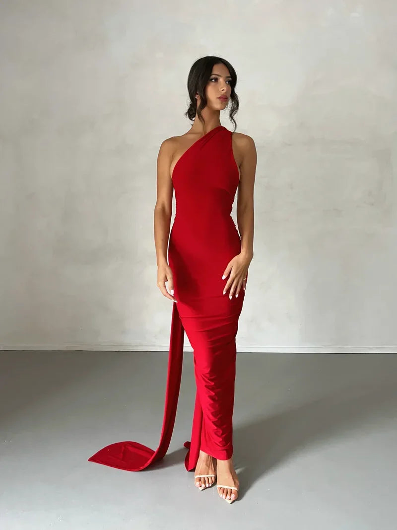 Ysolde Sculpted Halter Black Tie Wedding Guest Maxi Dress