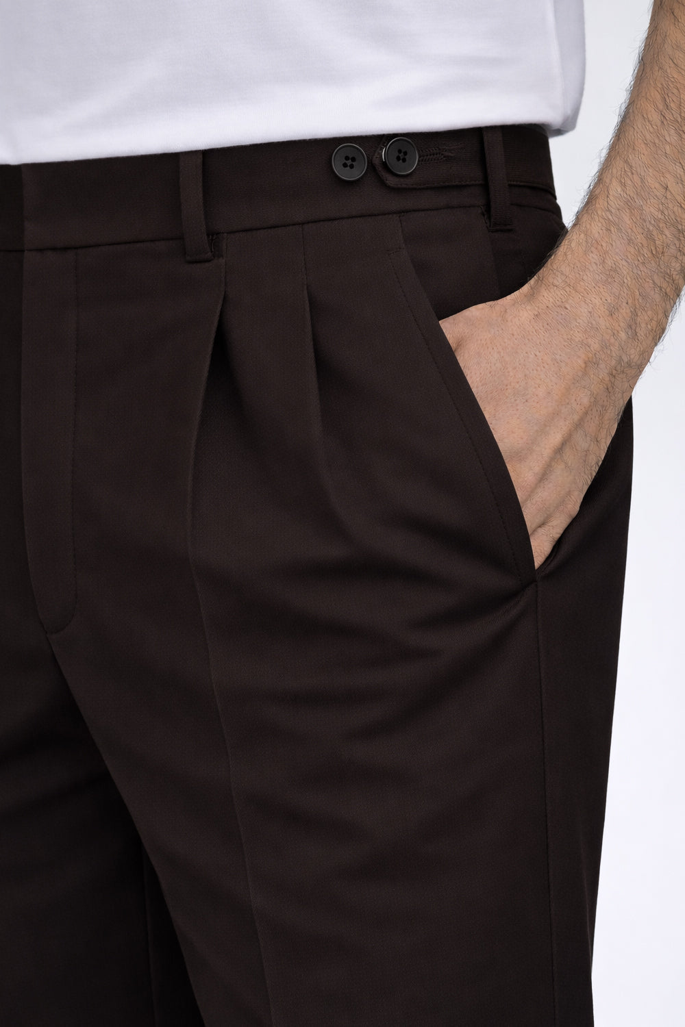 Walnut Brown Adjustable pleated pants