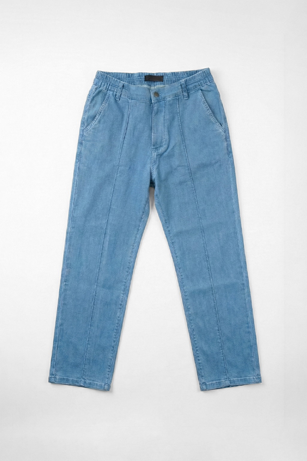 French Terry Light Blue Pleated Denim