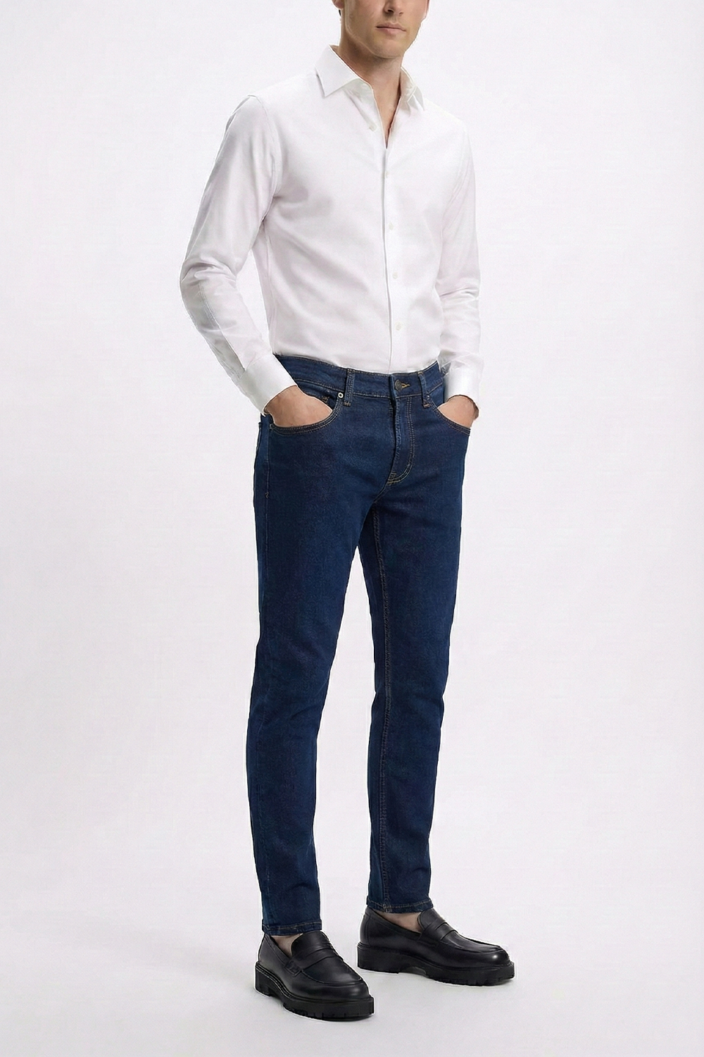 Dark Blue Denim with Golden Thread