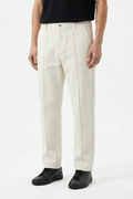 White Stapered Denim Pants