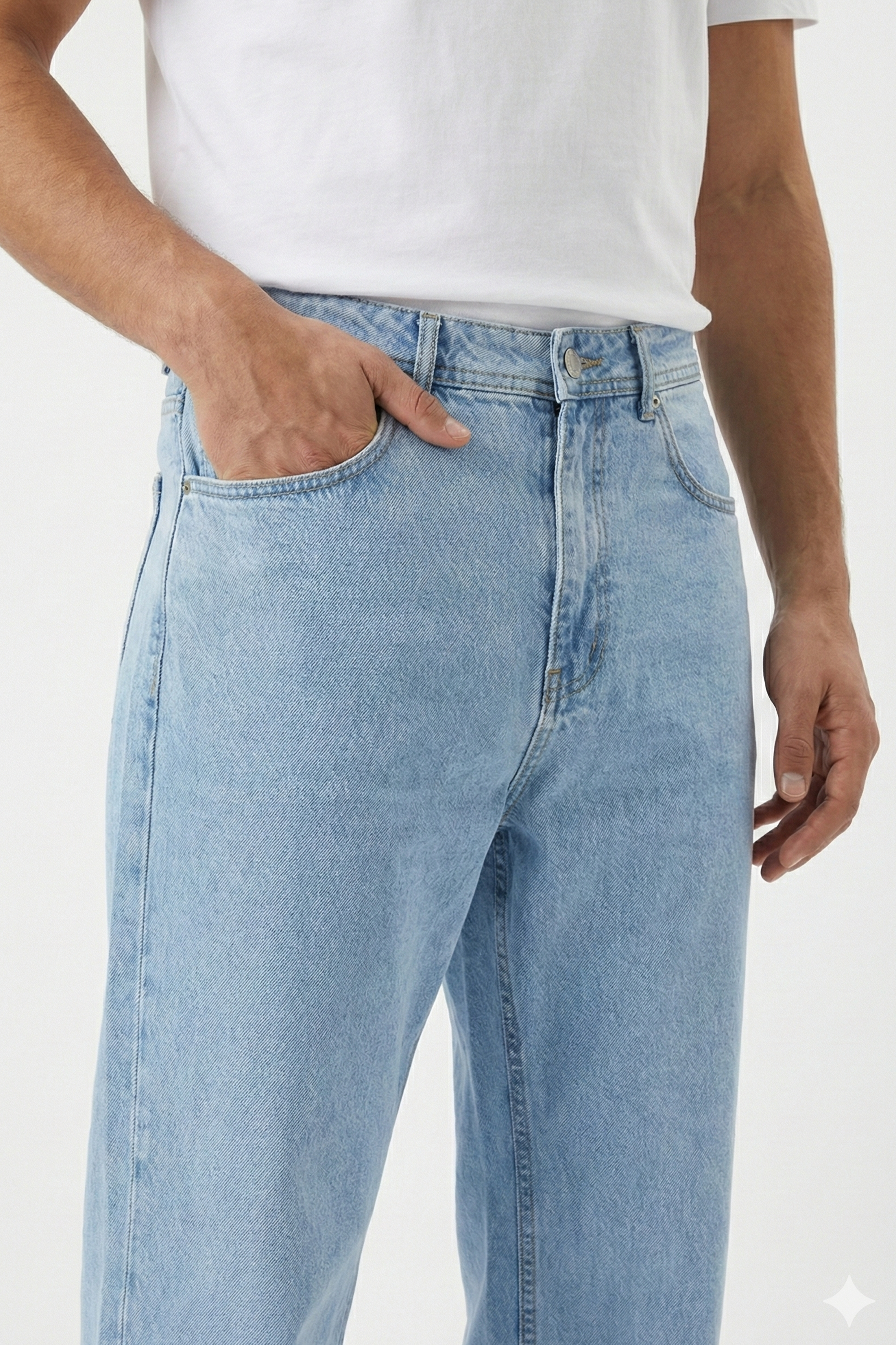 Light Blue Straight Fit Denim