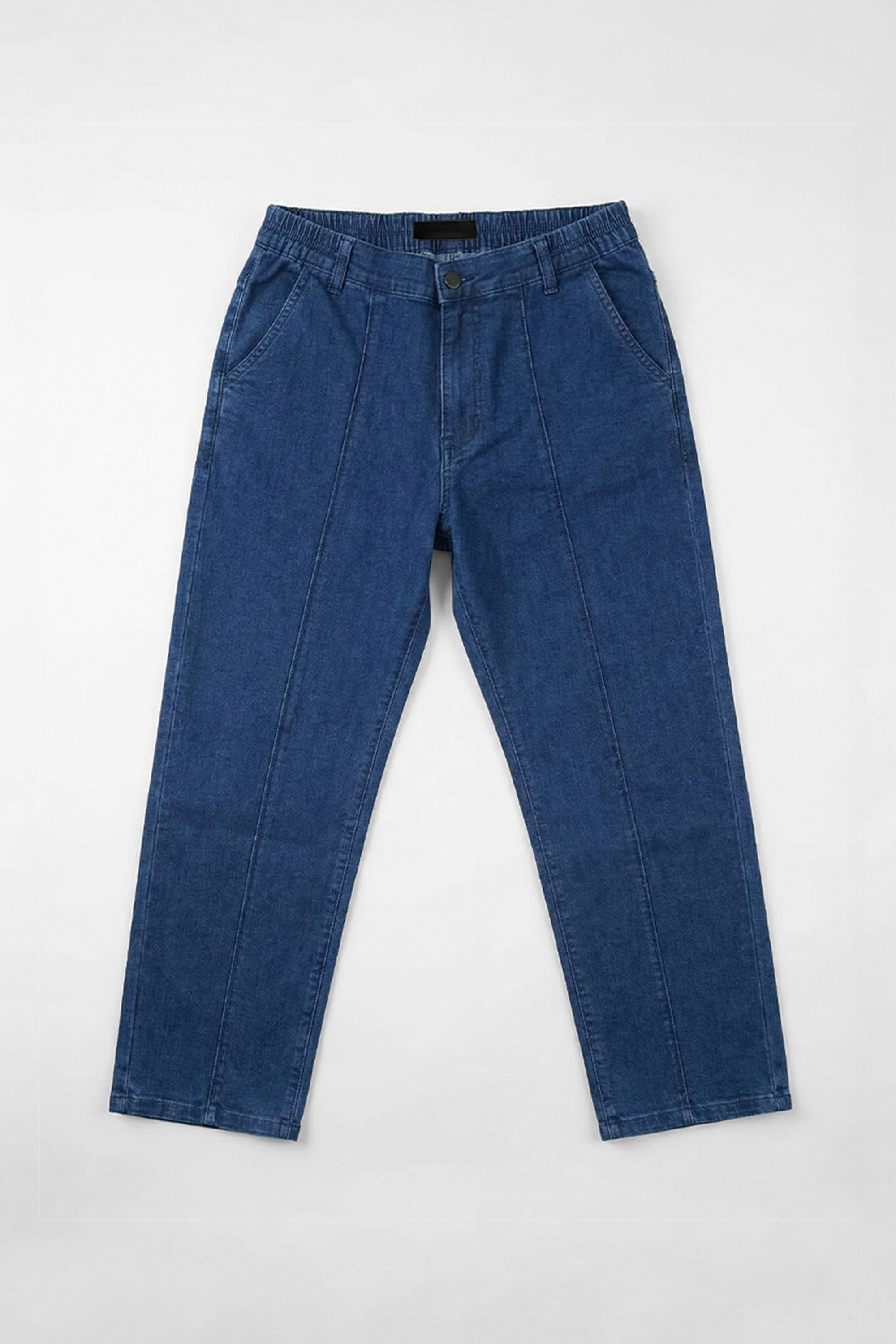 French Terry Medium Blue Pleated Denim