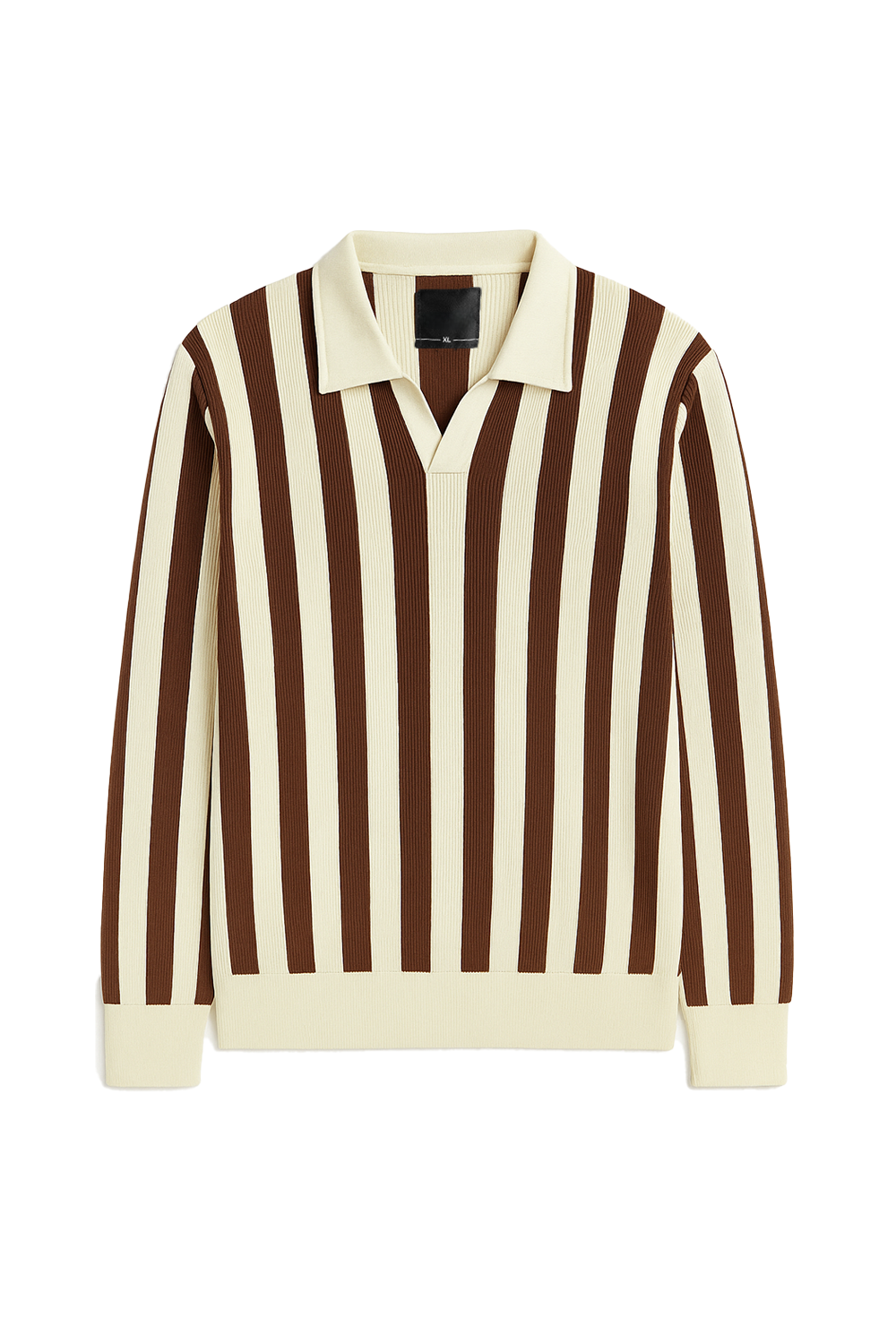 Brown Textured Striped Polo sweater